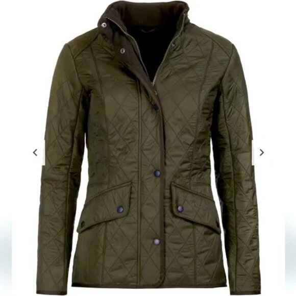 Barbour Women's Cavalry Polarquilt Jacket in Olive Green. Sz: 4 - Picture 1 of 12